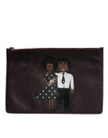 Braunes Leder #DGFAMILY Verschönerte Herren Clutch Pouch Tasche