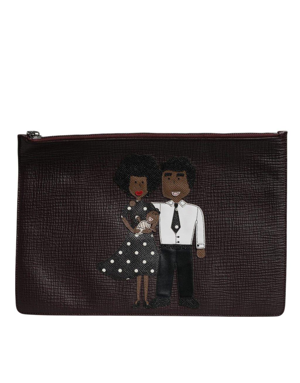 Braunes Leder #DGFAMILY Verschönerte Herren Clutch Pouch Tasche