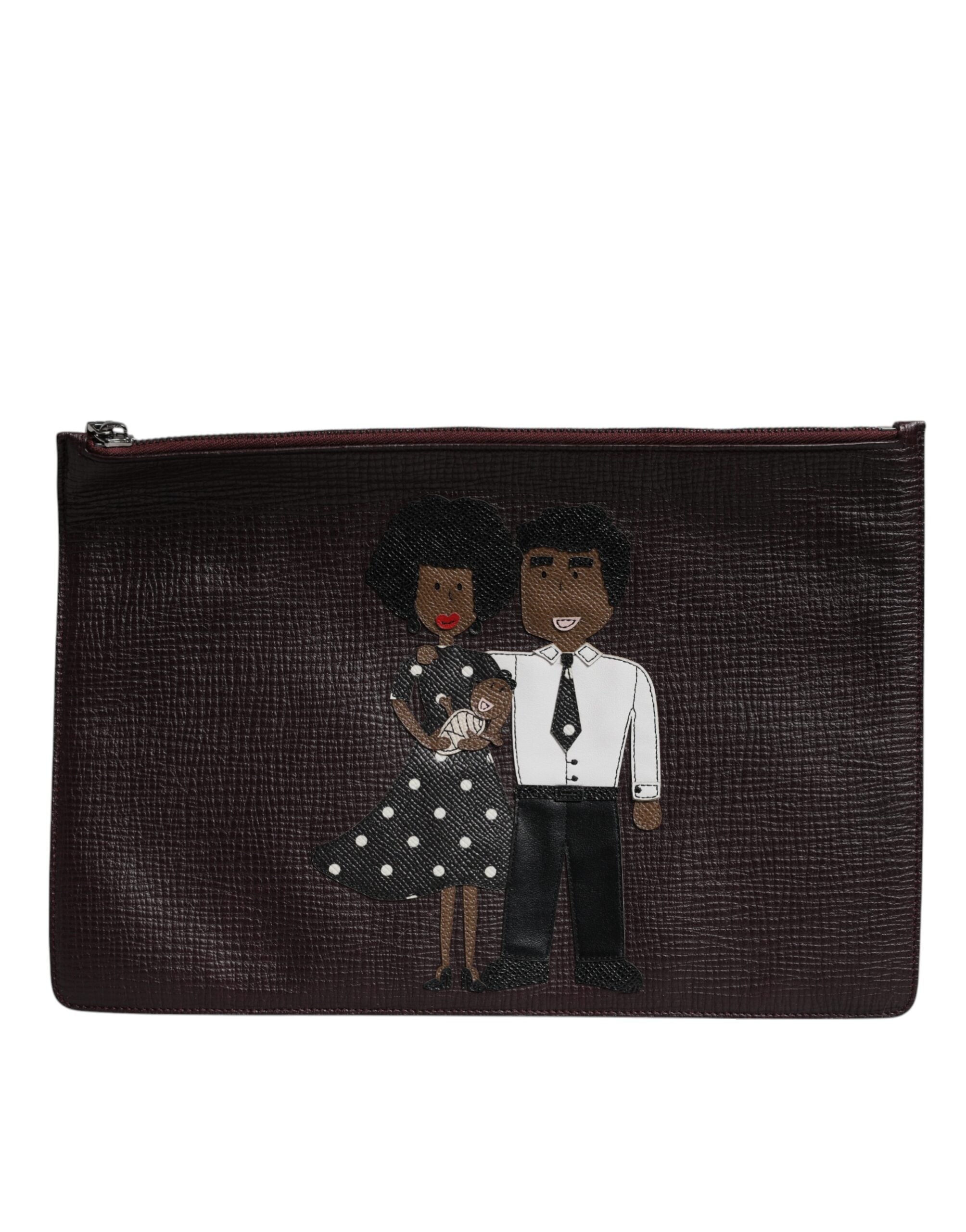 Braunes Leder #DGFAMILY Verschönerte Herren Clutch Pouch Tasche