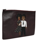 Braunes Leder #DGFAMILY Verschönerte Herren Clutch Pouch Tasche