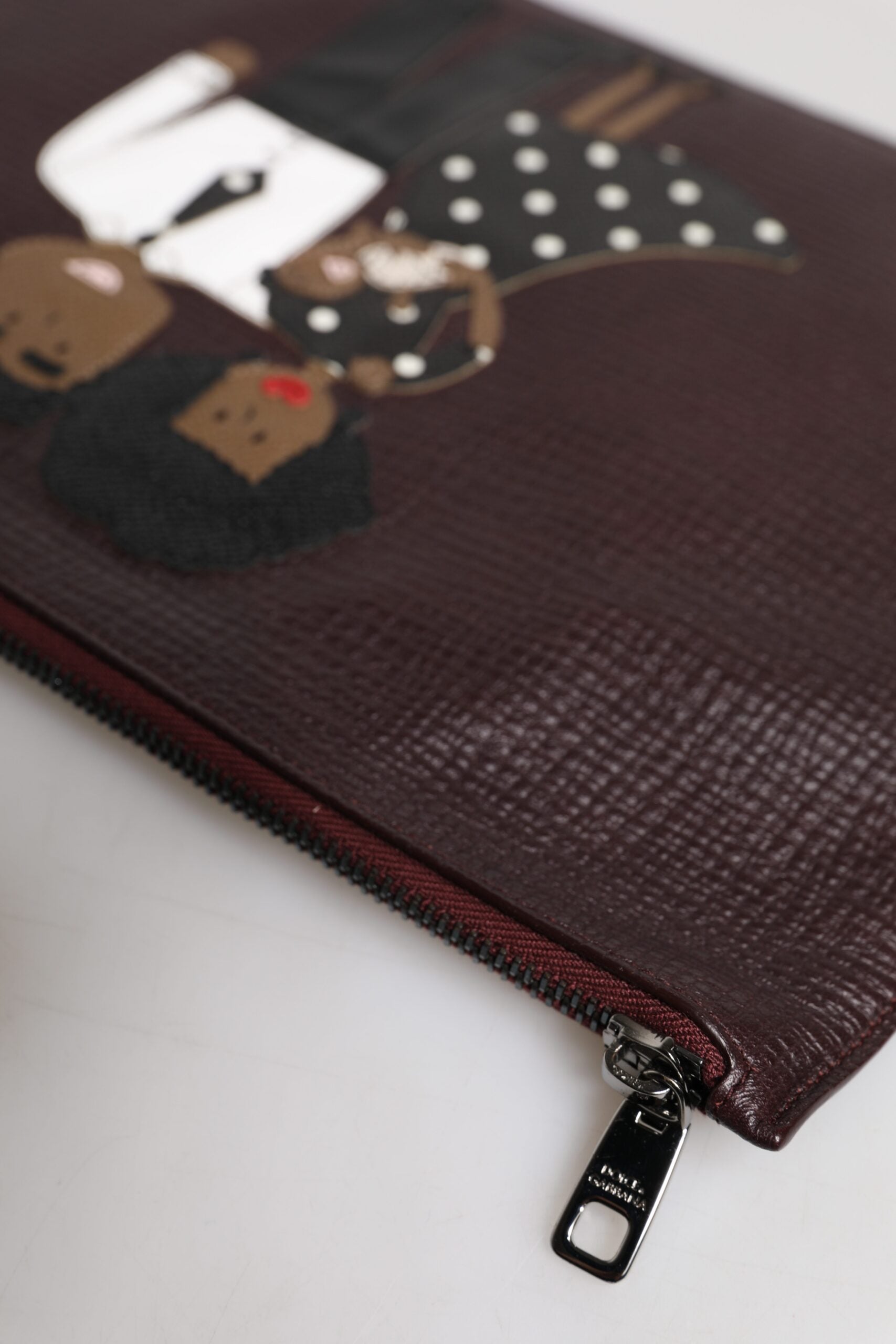 Braunes Leder #DGFAMILY Verschönerte Herren Clutch Pouch Tasche