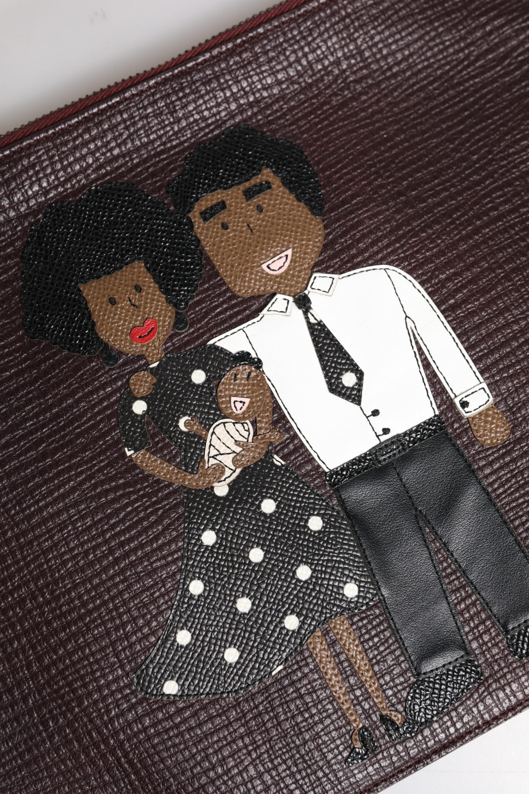 Braunes Leder #DGFAMILY Verschönerte Herren Clutch Pouch Tasche