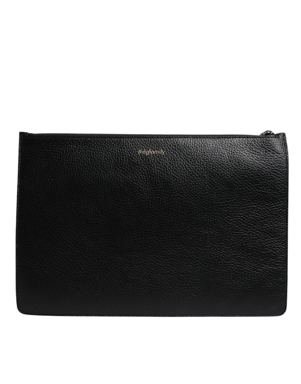 Schwarzes Leder #DGFAMILY verschönert Männer Zip Pouch Tasche