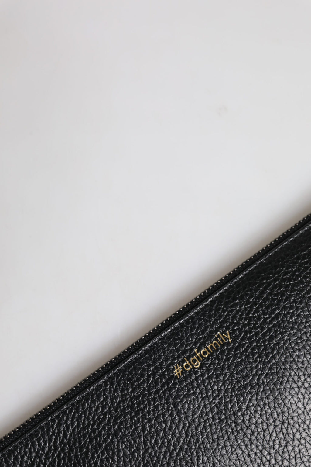 Schwarzes Leder #DGFAMILY verschönert Männer Zip Pouch Tasche