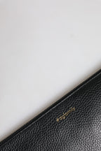 Schwarzes Leder #DGFAMILY verschönert Männer Zip Pouch Tasche