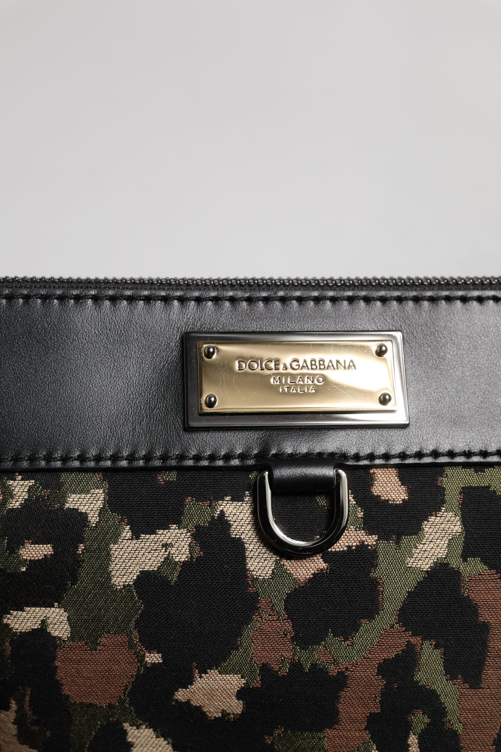 Multicolor Leopard Jacquard Print Logo Plaque Pouch Tasche