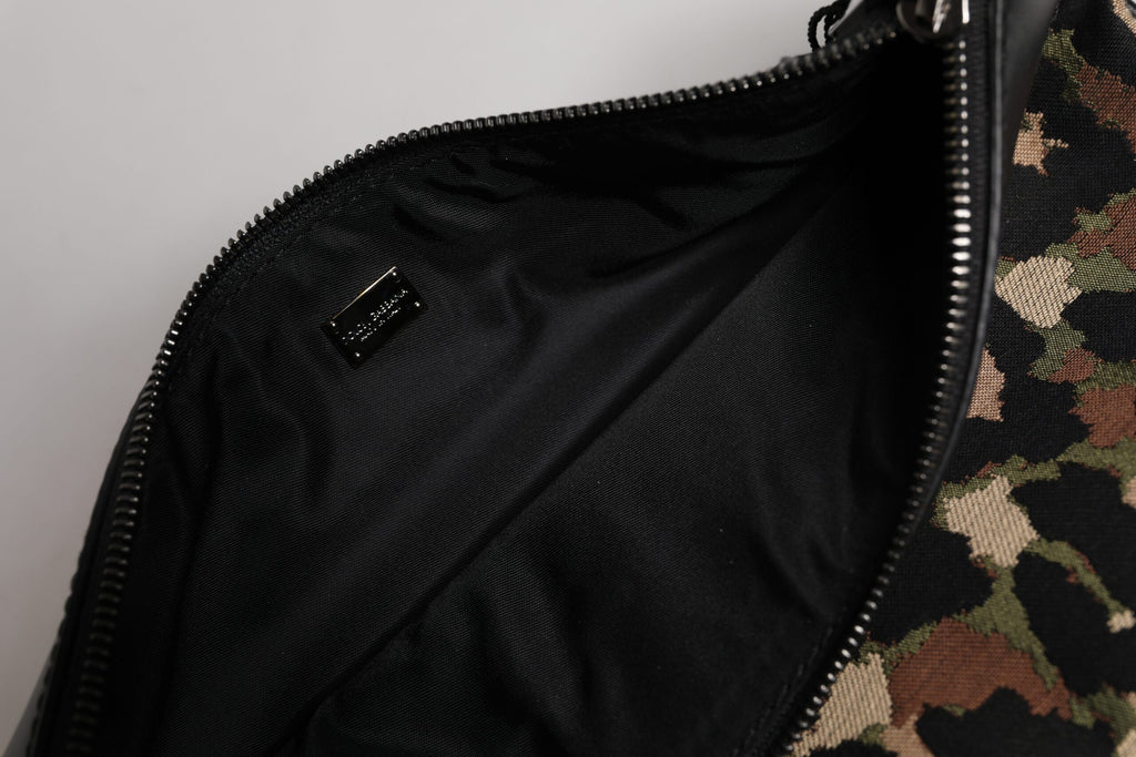 Multicolor Leopard Jacquard Print Logo Plaque Pouch Tasche