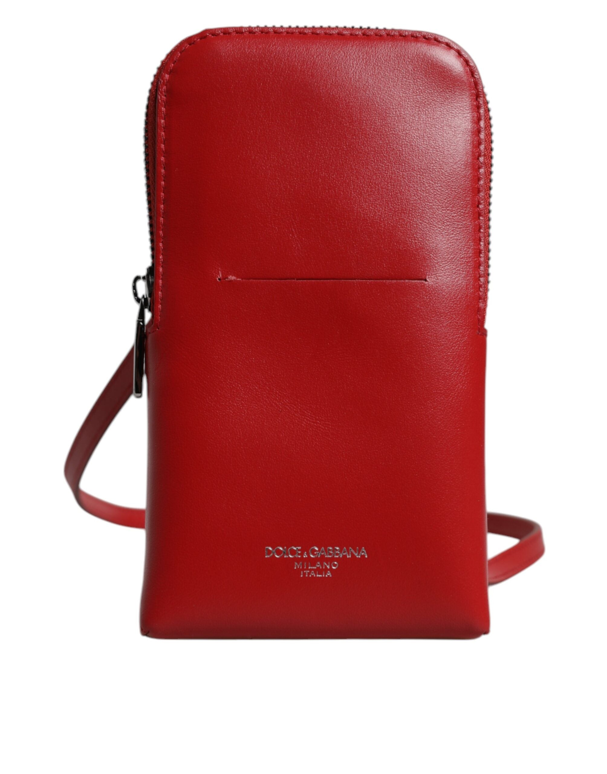 Rotes Leder Portemonnaie Telefon Sling Crossbody Neck Strap Tasche