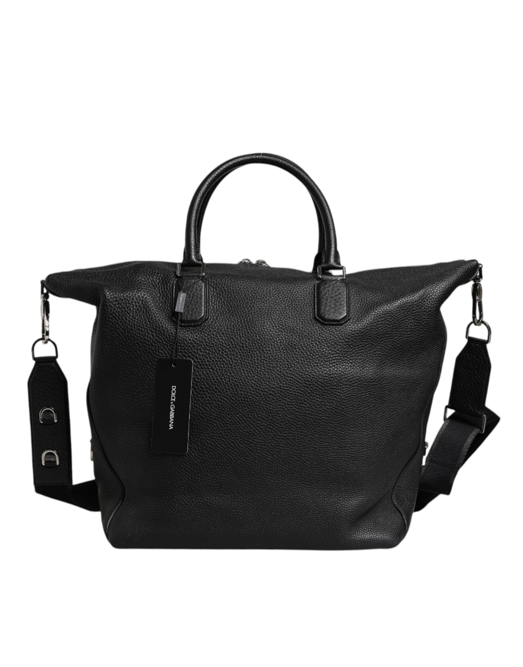 Schwarze Kalbslederhandtasche Duffle Bag