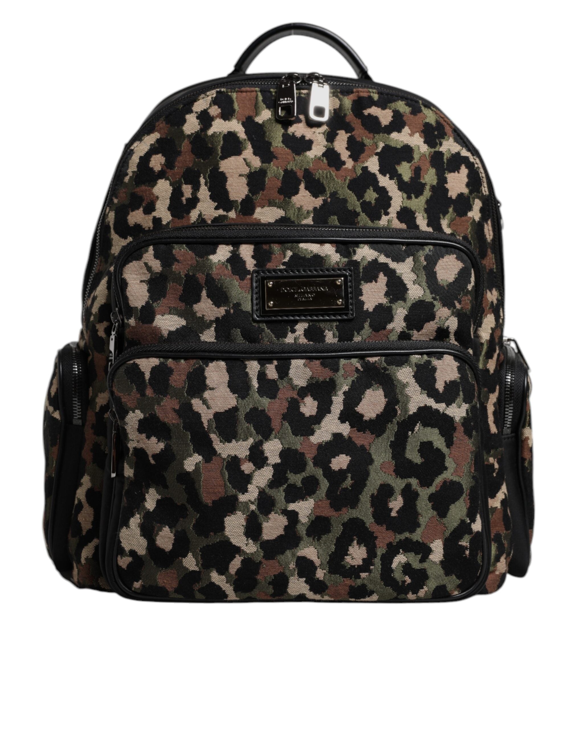 Multicolor Leopard Print DG Logo Plaque Männer Rucksack Tasche
