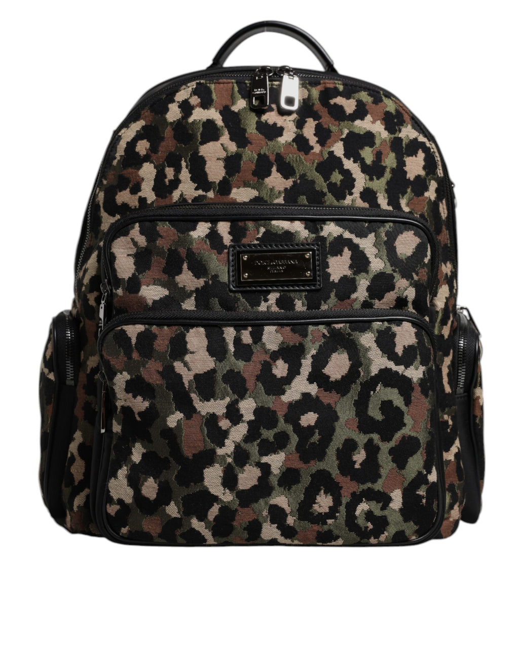 Multicolor Leopard Print DG Logo Plaque Männer Rucksack Tasche