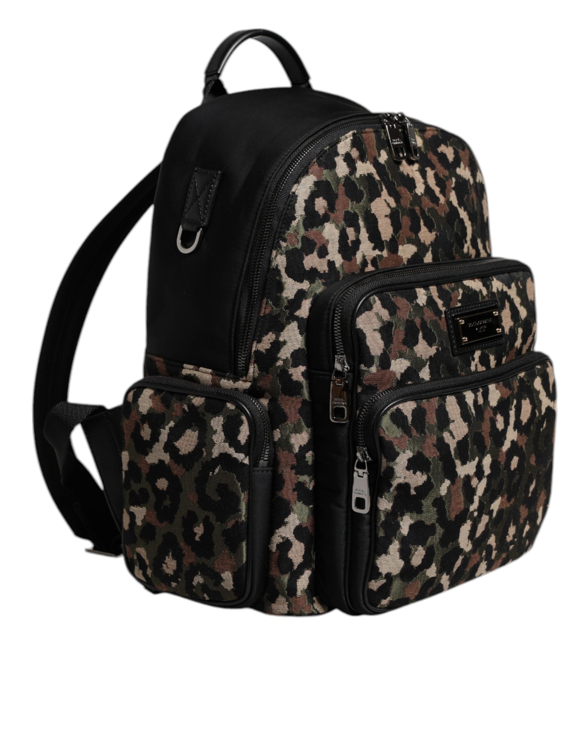 Multicolor Leopard Print DG Logo Plaque Männer Rucksack Tasche
