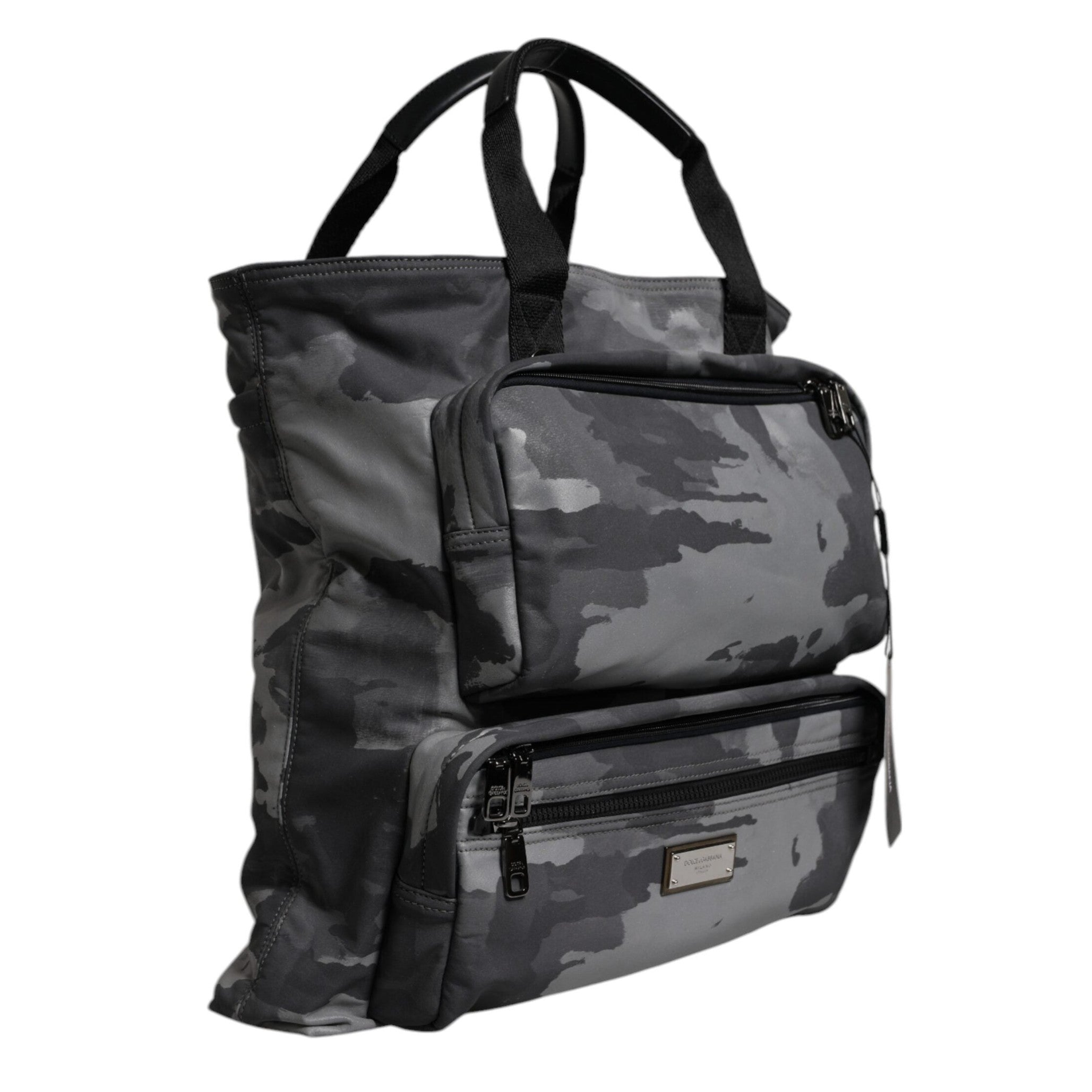 Graue Tarnfarben-Baumwolltasche mit mehreren Fächern Tote Bag