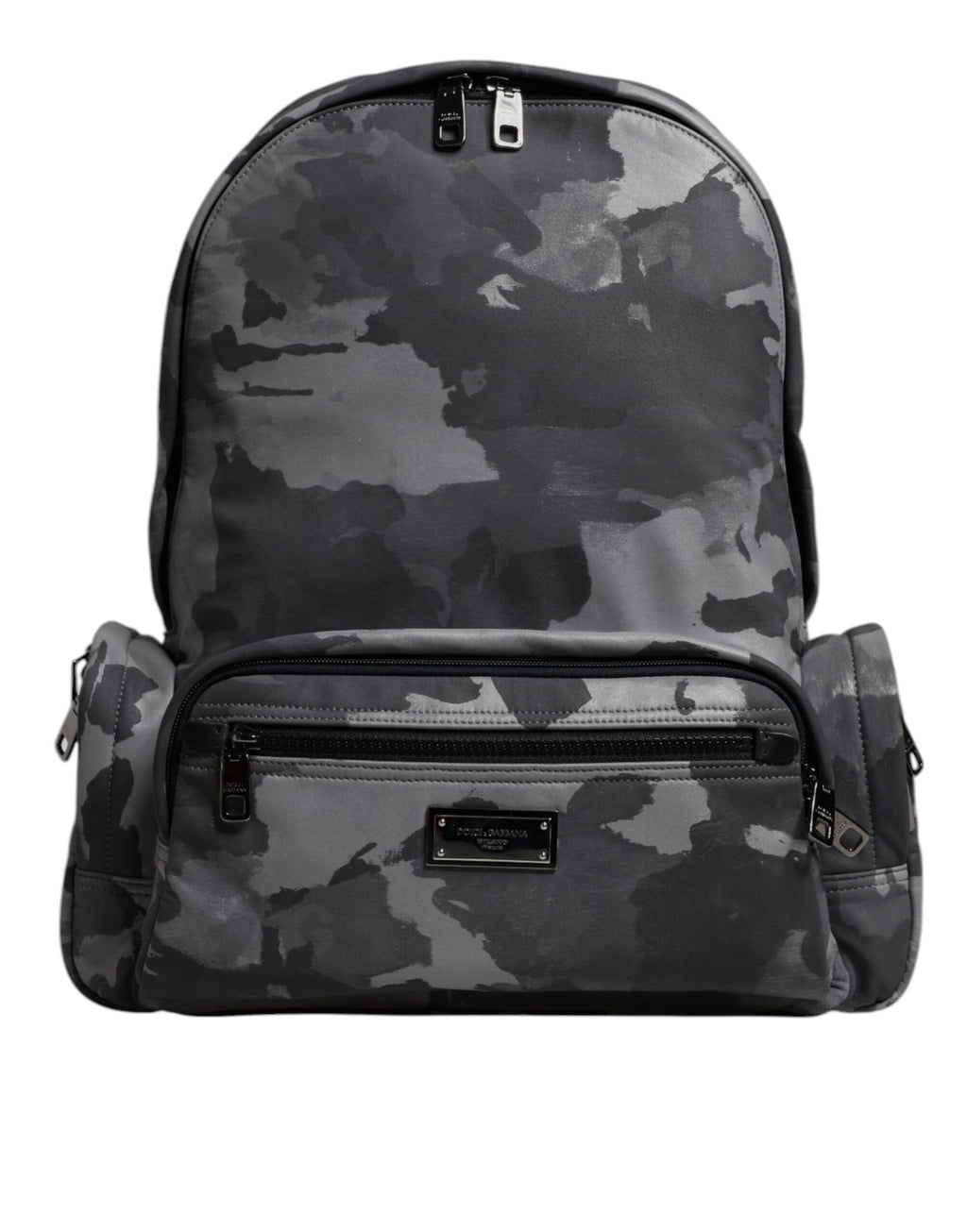 Graue Baumwolle Camouflage Logo Plaque Rucksack Tasche