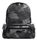 Graue Baumwolle Camouflage Logo Plaque Rucksack Tasche