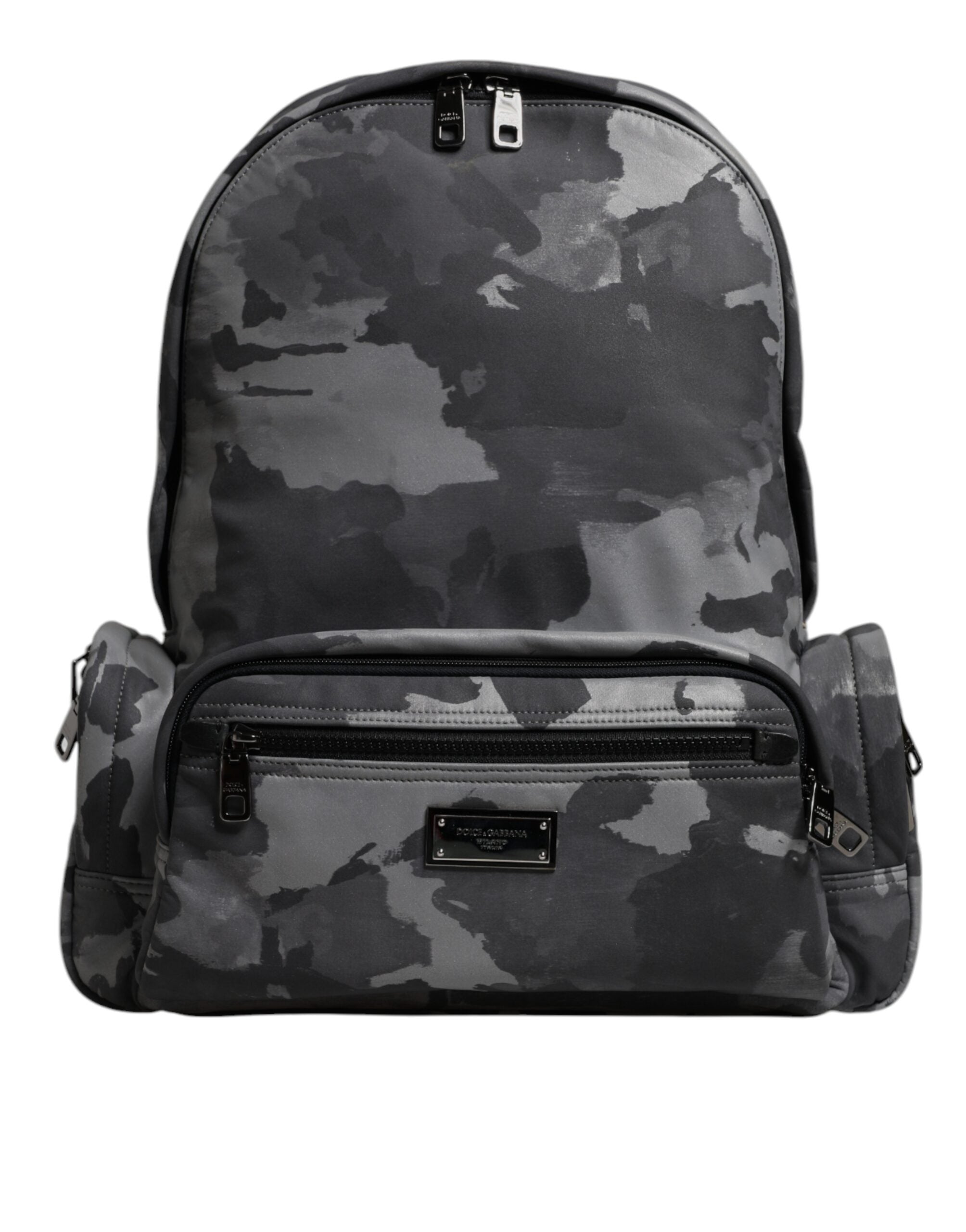 Graue Baumwolle Camouflage Logo Plaque Rucksack Tasche