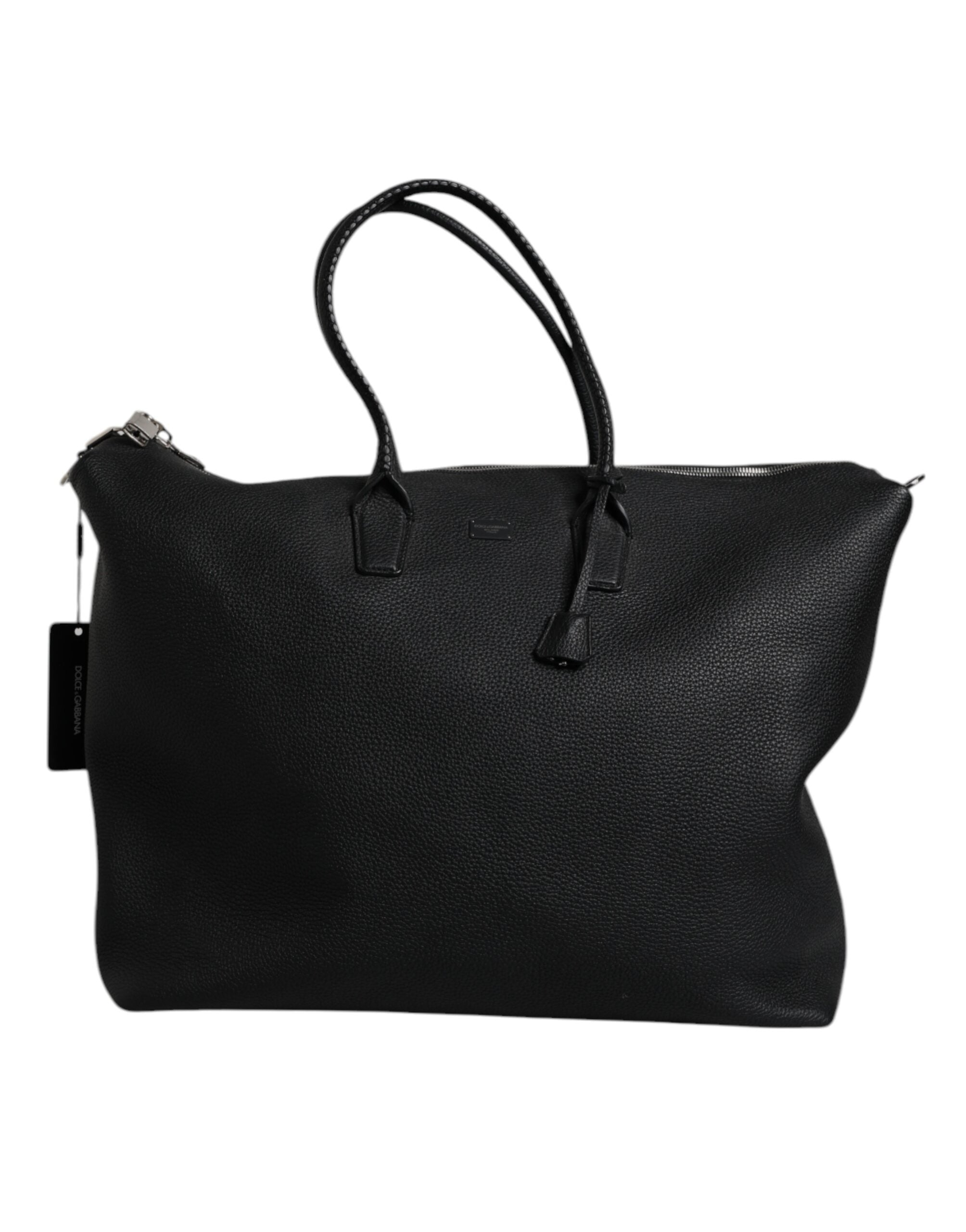 Schwarze Kalbslederhandtasche Duffle Bag