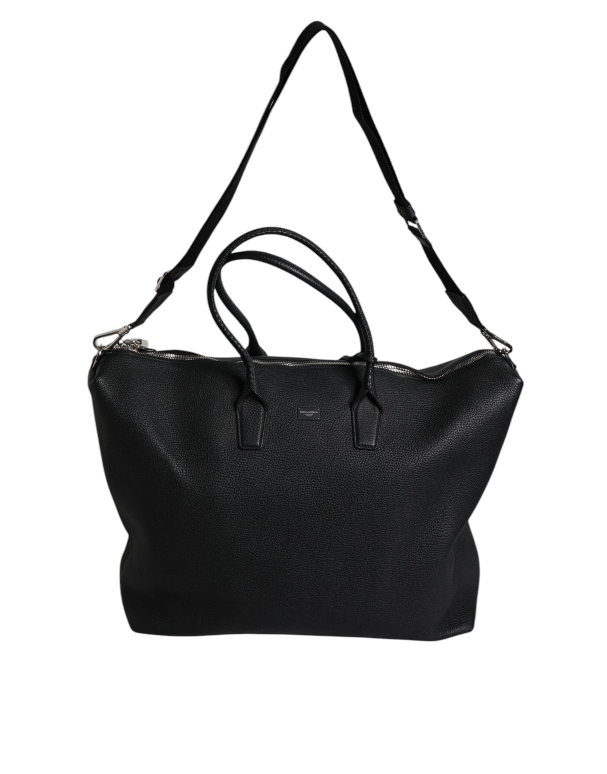 Schwarze Kalbslederhandtasche Duffle Bag