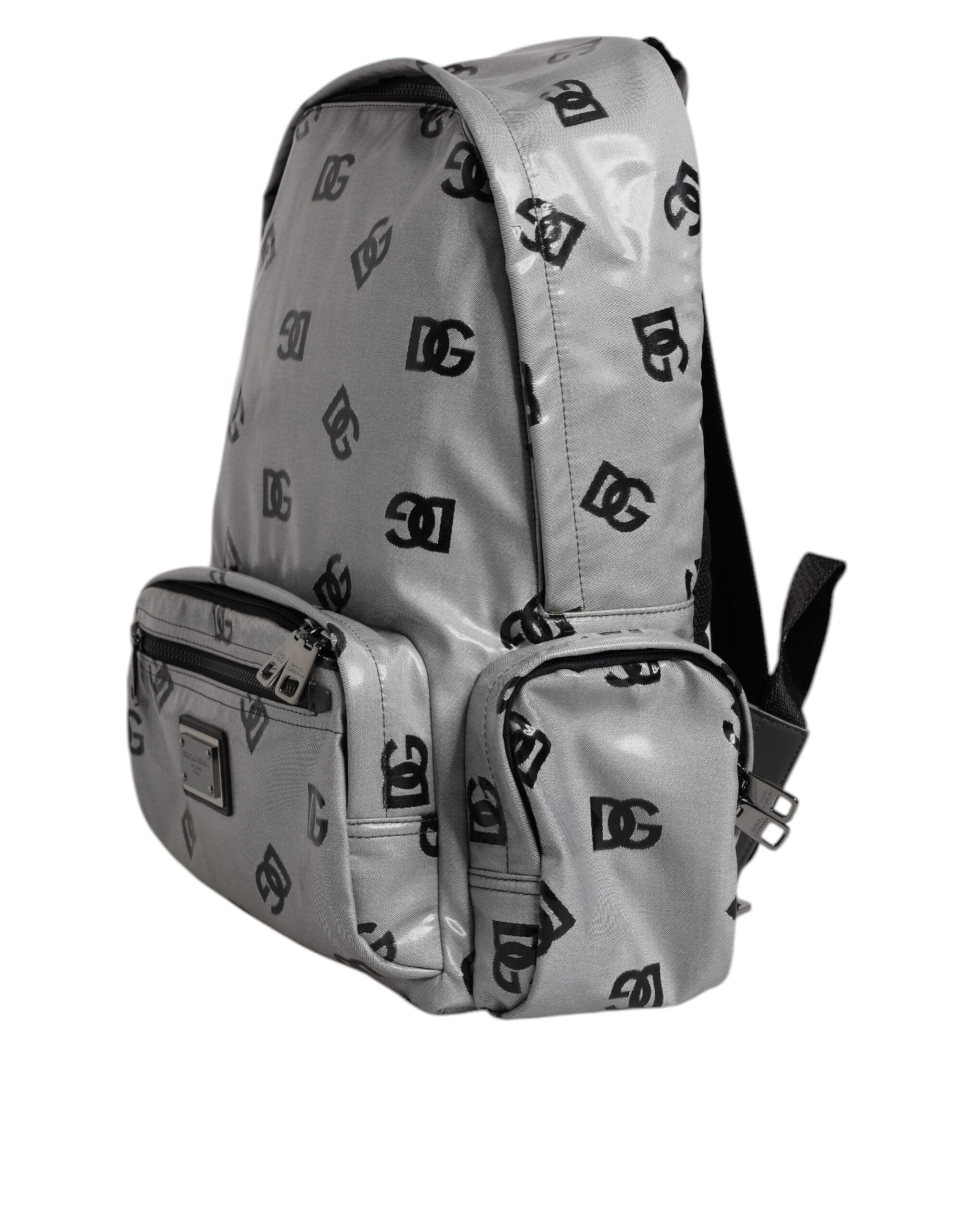Polyester Grau Schwarz DG Logo Plaque Rucksack Tasche