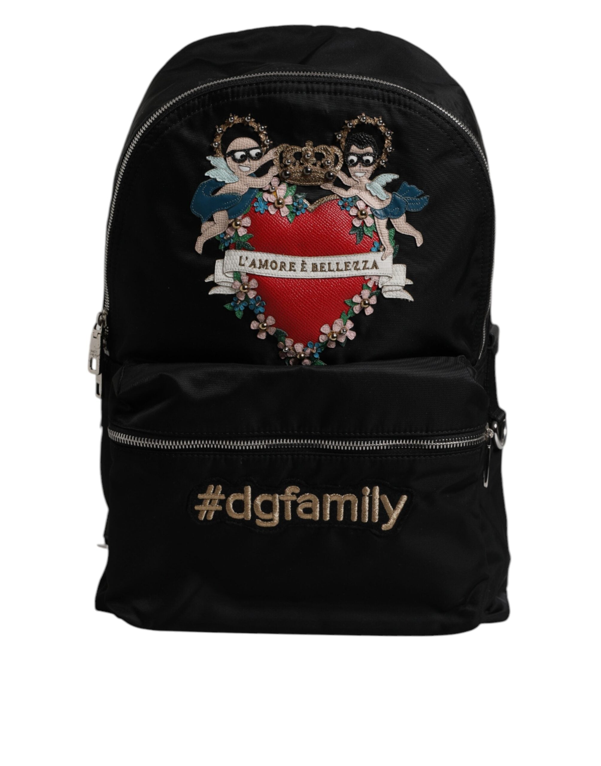 Schwarzes Nylon #DGFAMILY verschönert Rucksack VULCANO Tasche