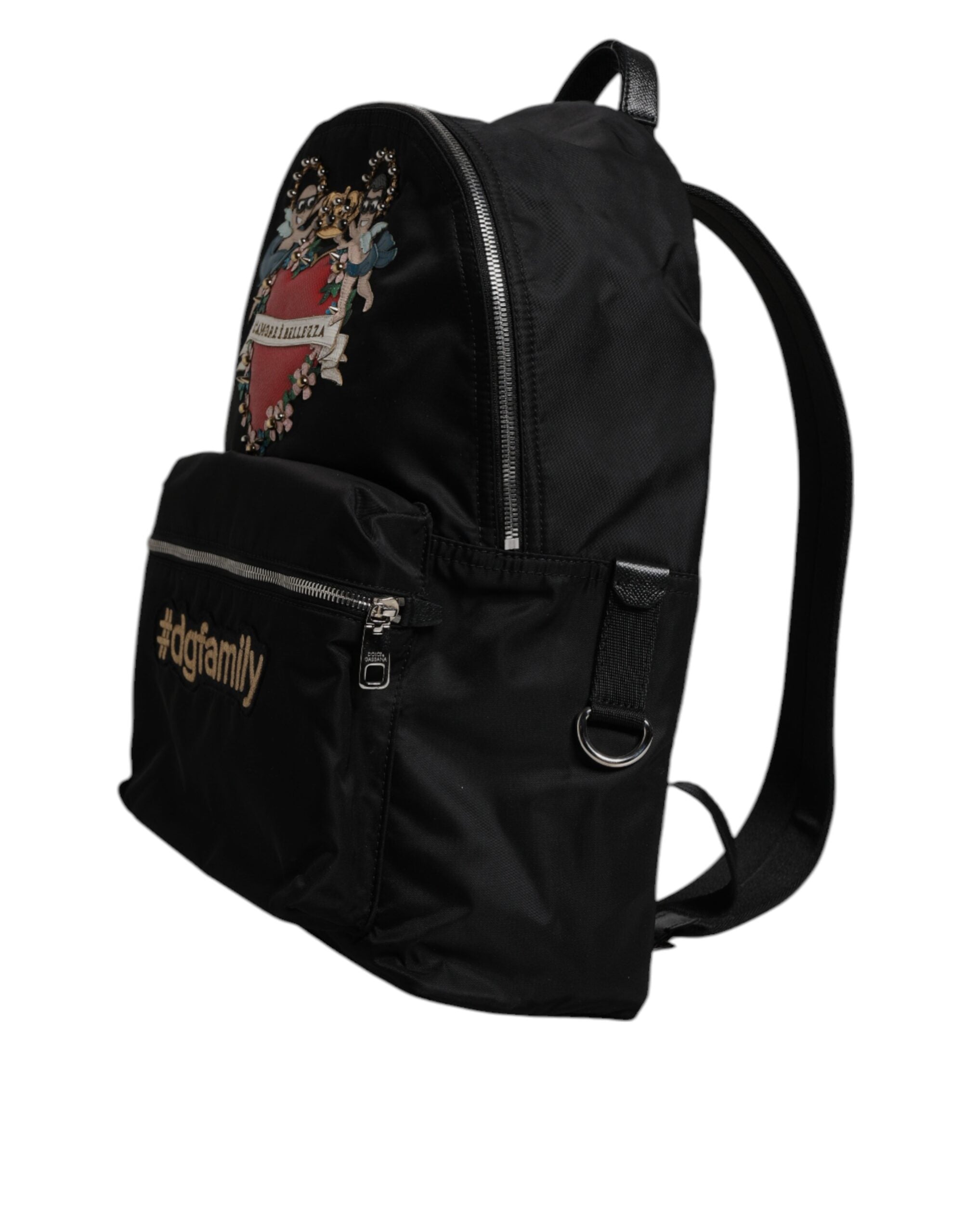 Schwarzes Nylon #DGFAMILY verschönert Rucksack VULCANO Tasche