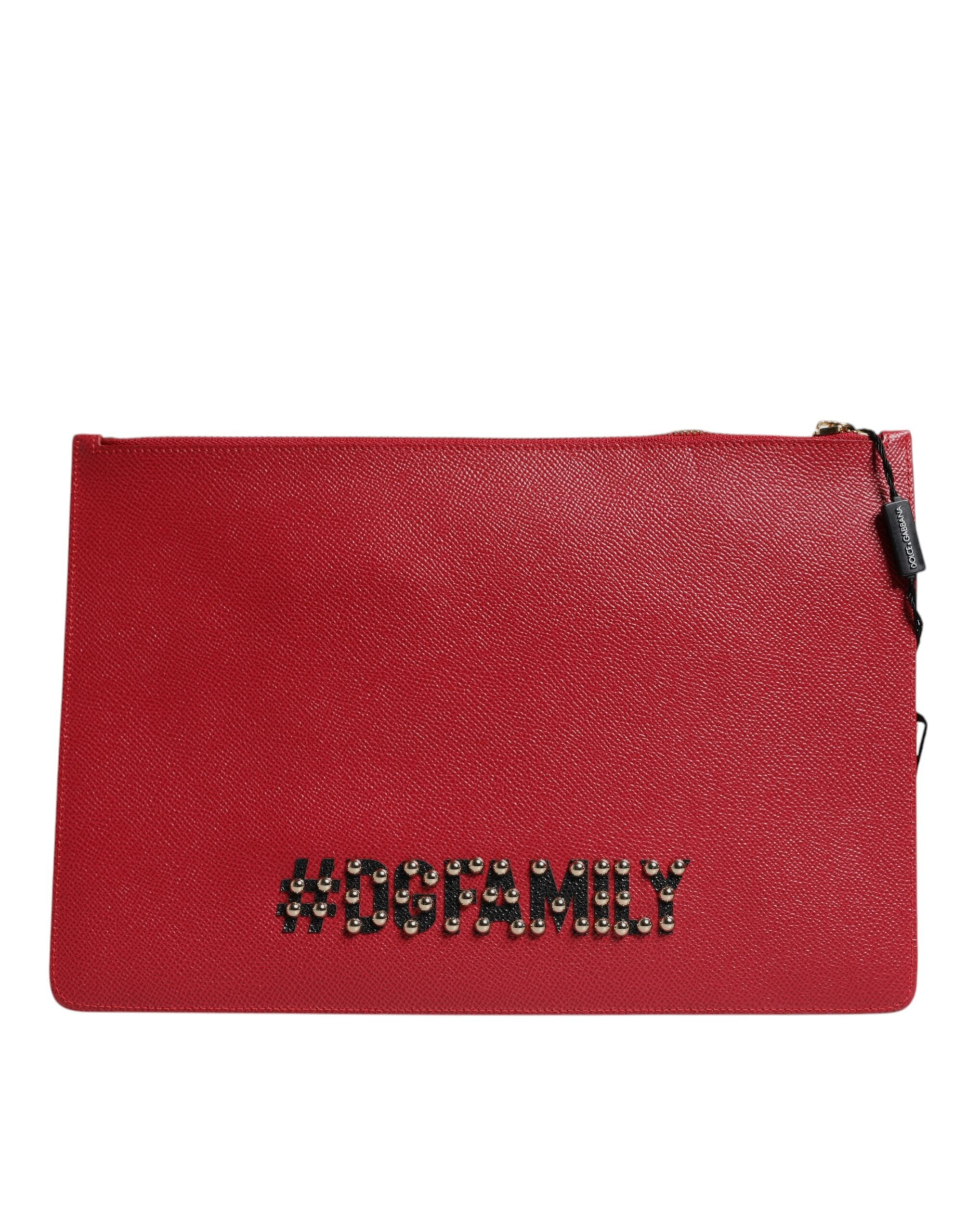 Rote #DGFamily verschönerte Leder Clutch Tasche