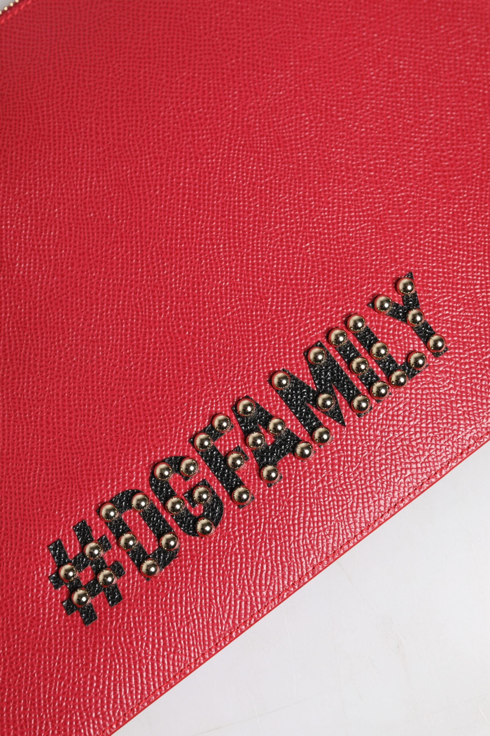 Rote #DGFamily verschönerte Leder Clutch Tasche