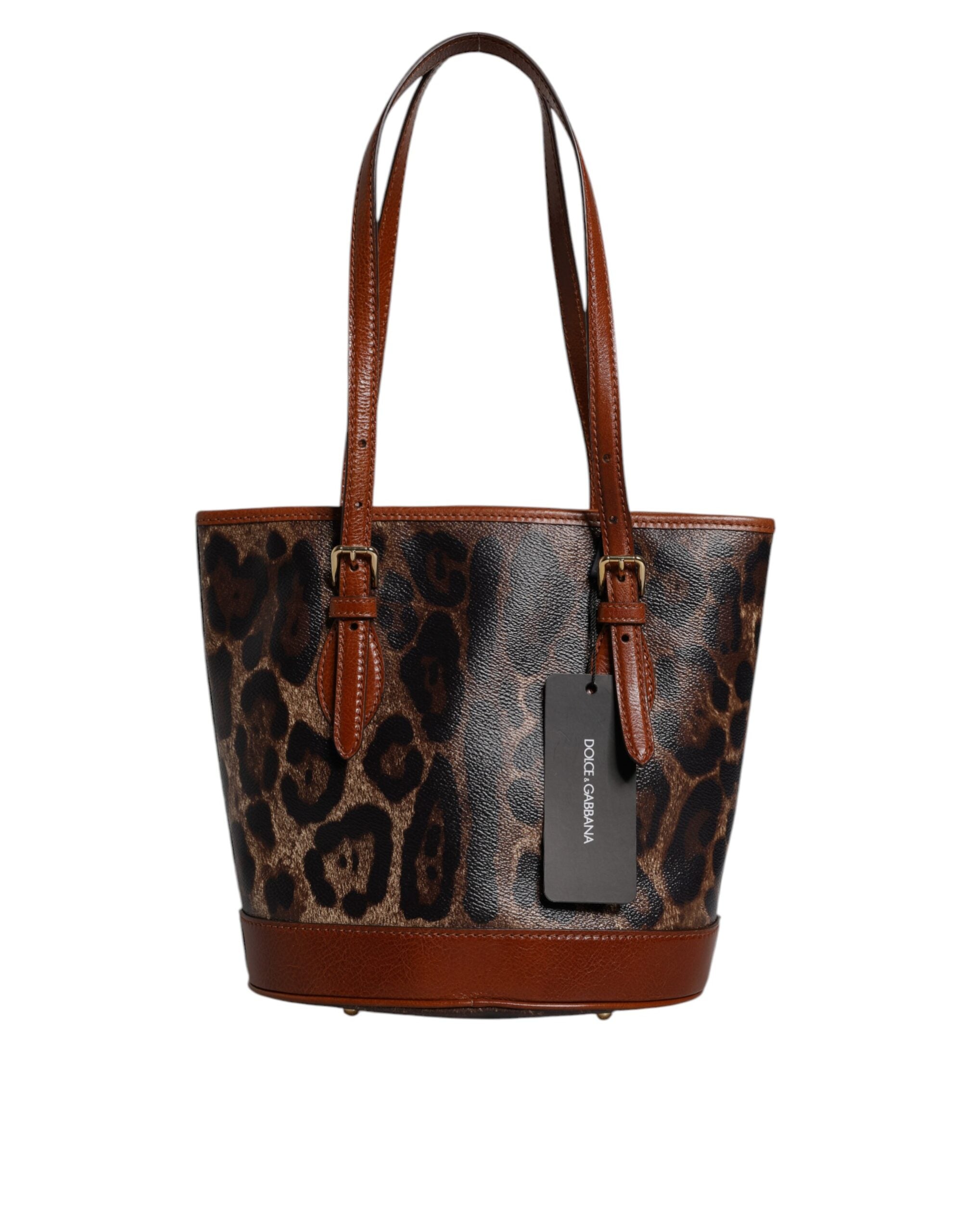Braune Leopardenleder-Schulterriemen-Tasche