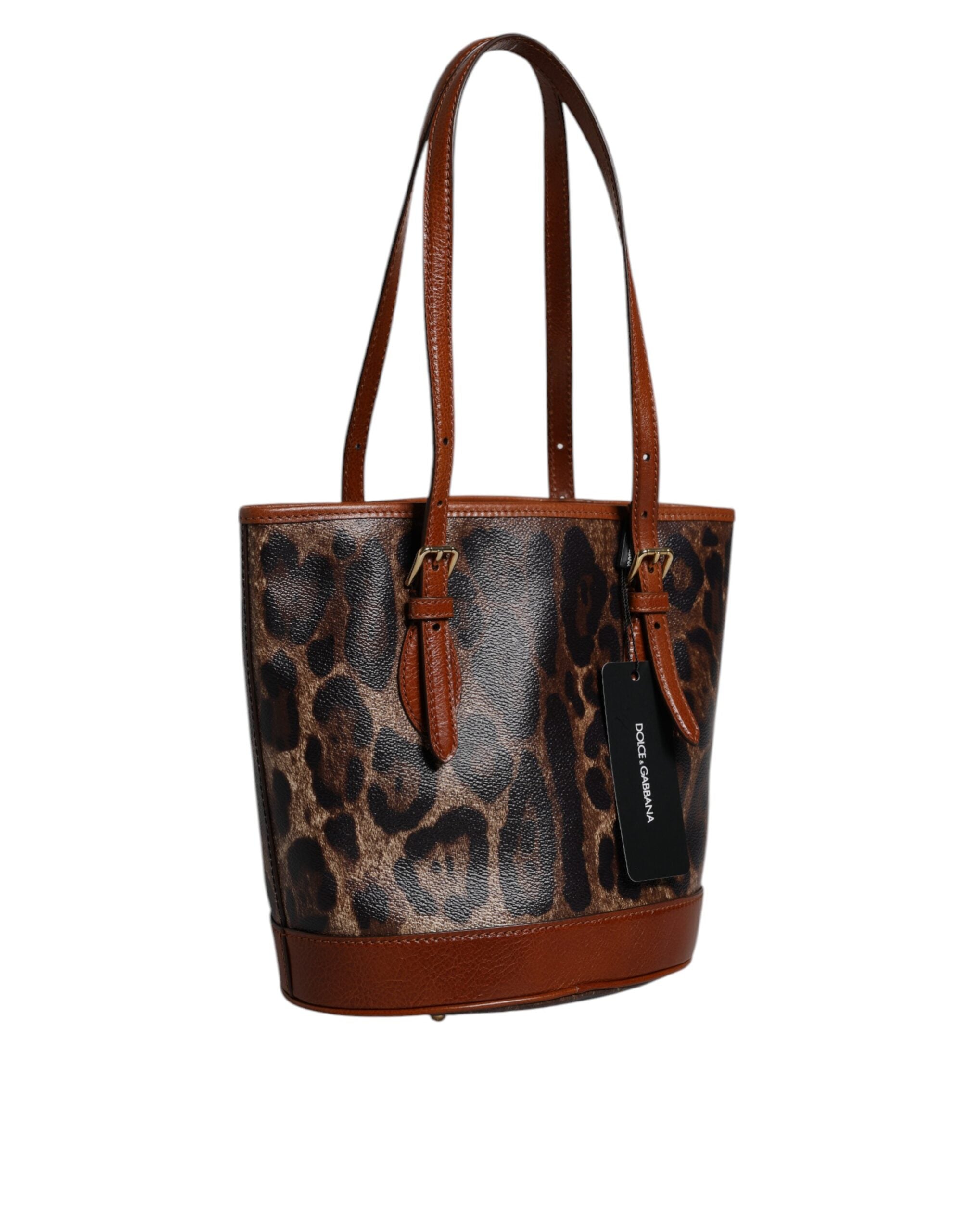 Braune Leopardenleder-Schulterriemen-Tasche