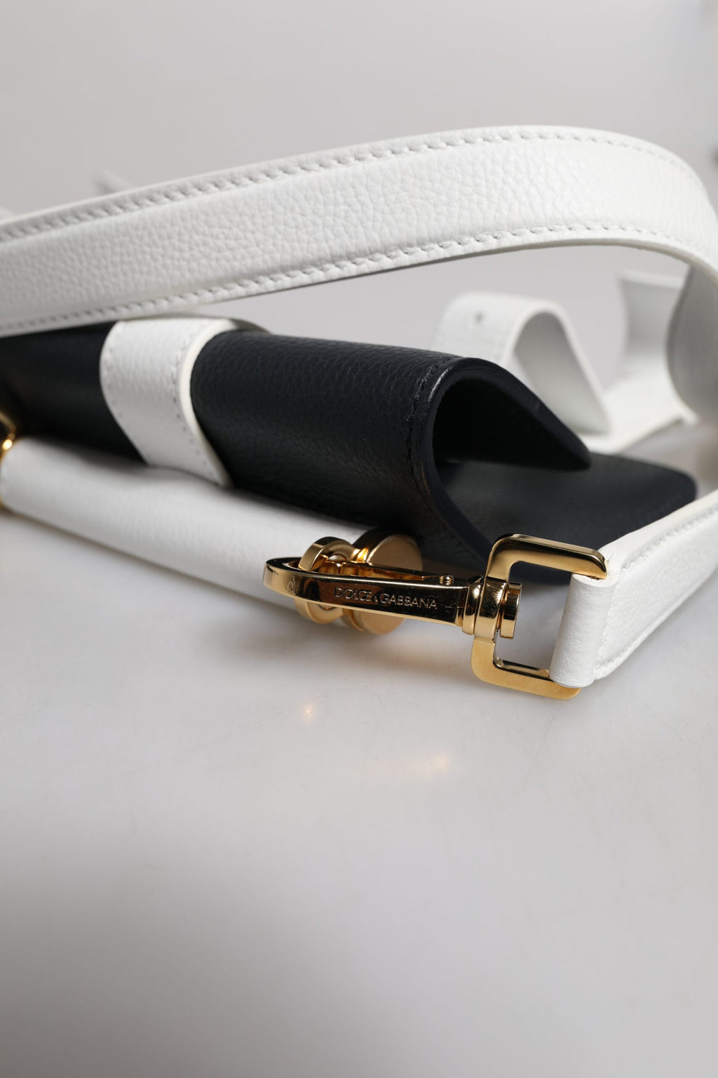 Blau-Weißes Kalbsleder Crossbody Umhängetasche