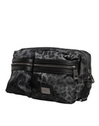 Schwarzer grauer Leopard DG Logo Gürtel Taille Gürteltasche