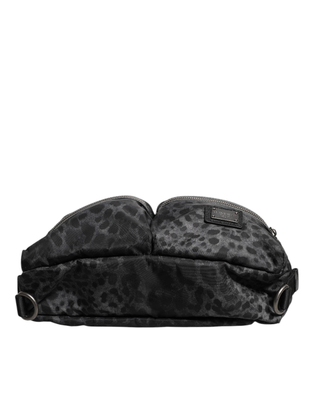 Schwarzer grauer Leopard DG Logo Gürtel Taille Gürteltasche