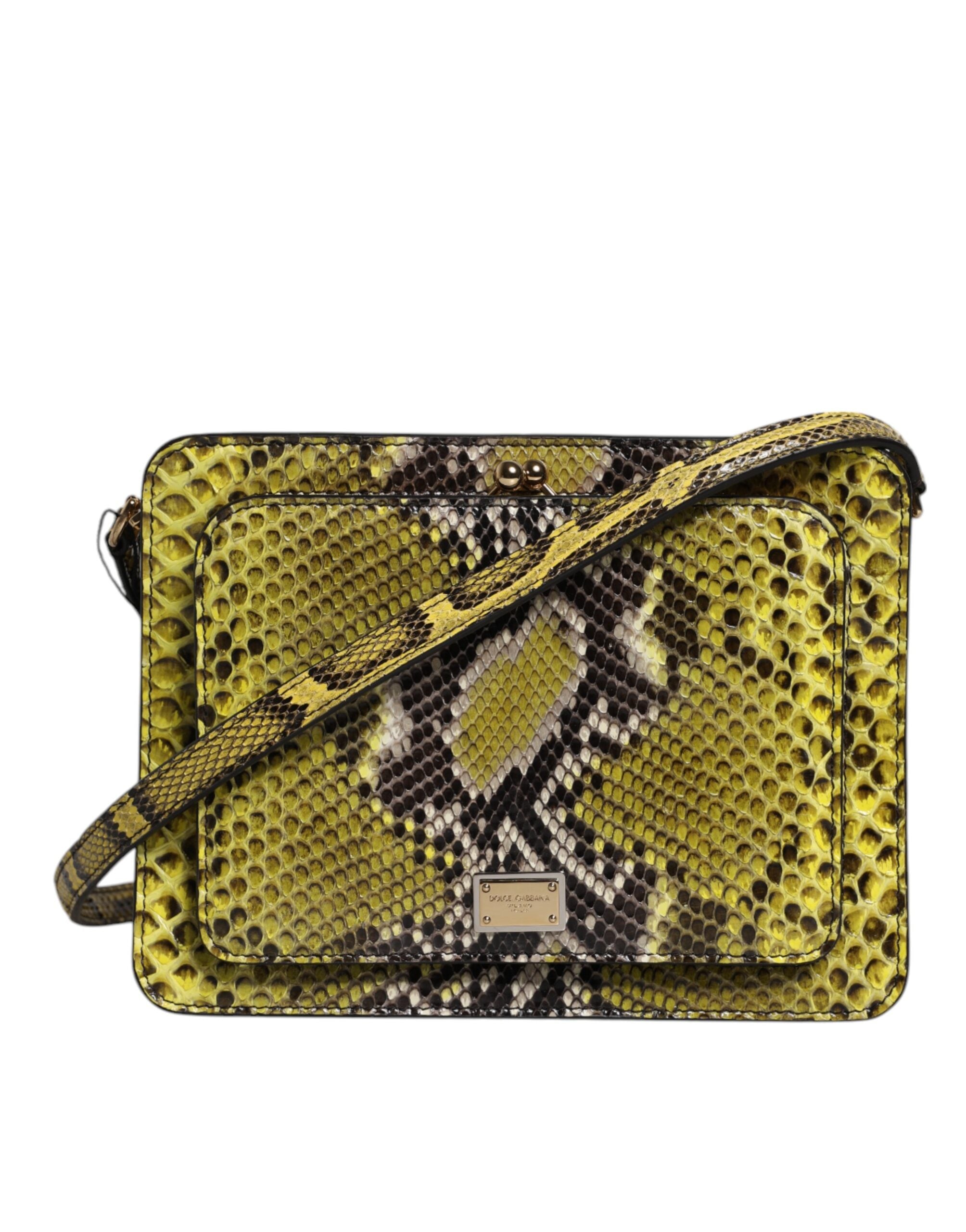 Grüne Exotenleder DG Plaque Crossbody Clutch Tasche