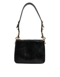 Schwarze Exotenleder-Schulterriemen-Clutch-Tasche