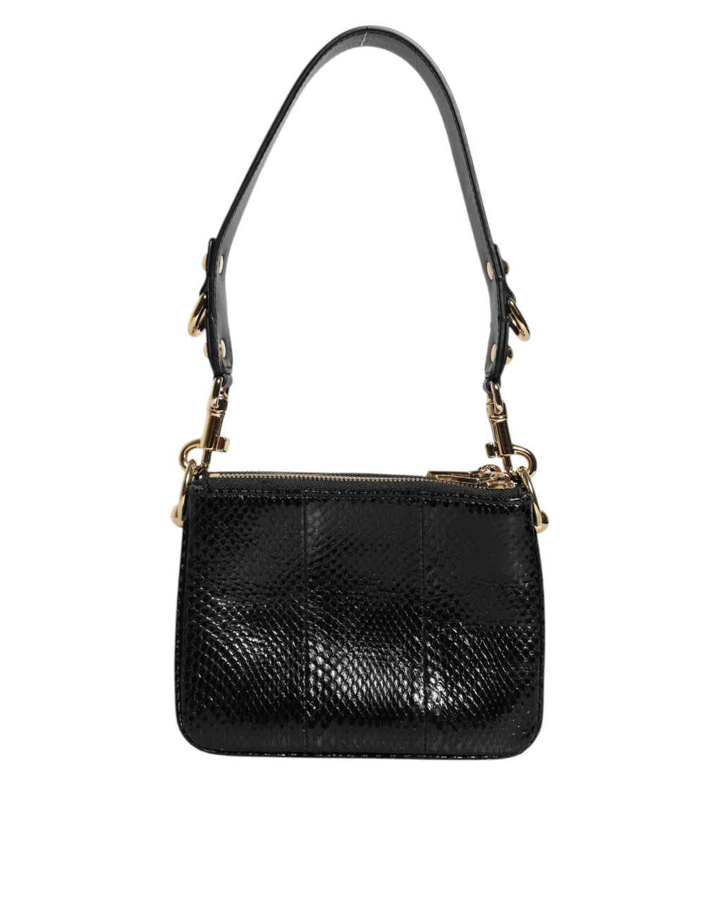 Schwarze Exotenleder-Schulterriemen-Clutch-Tasche