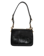 Schwarze Exotenleder-Schulterriemen-Clutch-Tasche