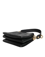 Schwarze Exotenleder-Schulterriemen-Clutch-Tasche