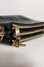 Schwarze Exotenleder-Schulterriemen-Clutch-Tasche