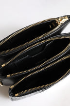 Schwarze Exotenleder-Schulterriemen-Clutch-Tasche