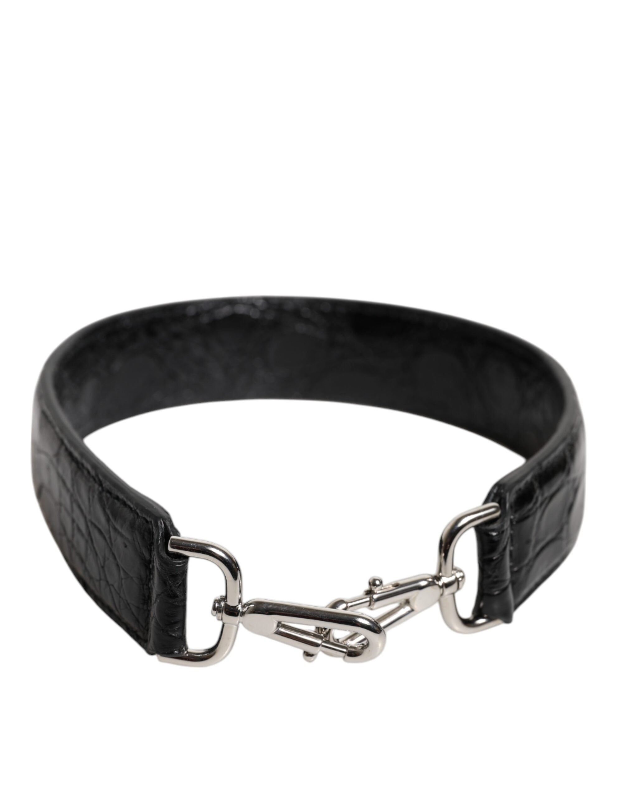 Schwarzes Alligatorleder Tasche Schulterriemen