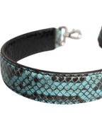 Schwarz Blau Exotische Ledertasche Schulterriemen