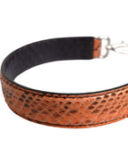 Schwarz Beige Exotische Ledertasche Schulterriemen