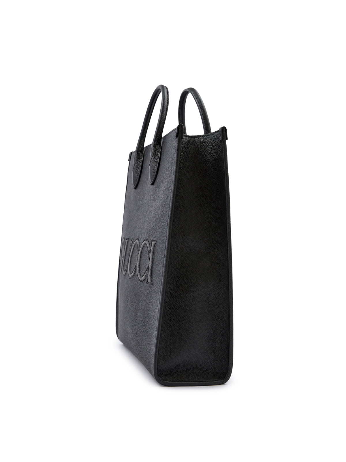 Schwarzes Leder Logo Medium Tote Bag