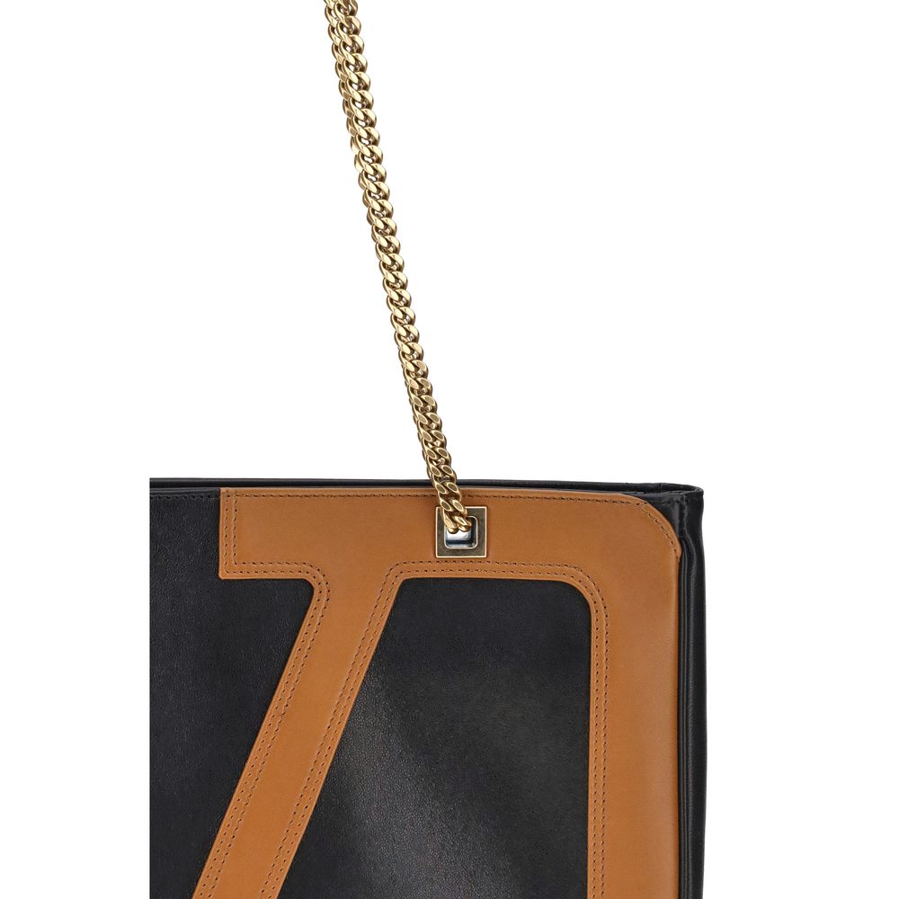 Schwarze Schultertasche aus Kalbsleder Bos Taurus