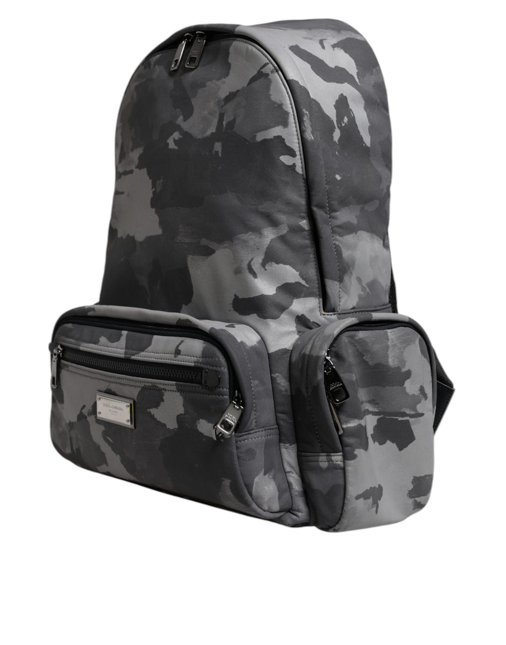 Graue Baumwolle Camouflage Logo Plaque Rucksack Tasche