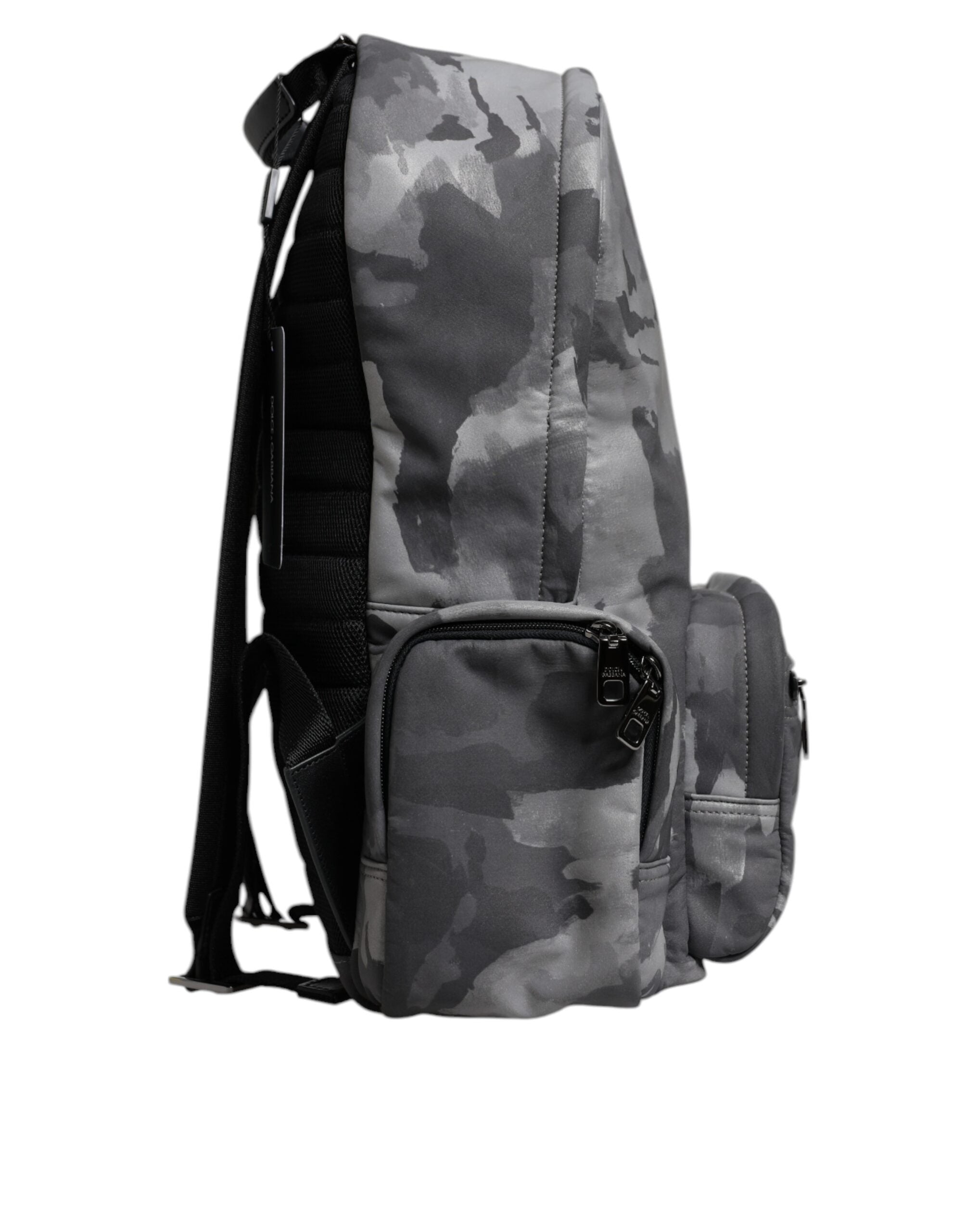 Graue Baumwolle Camouflage Logo Plaque Rucksack Tasche