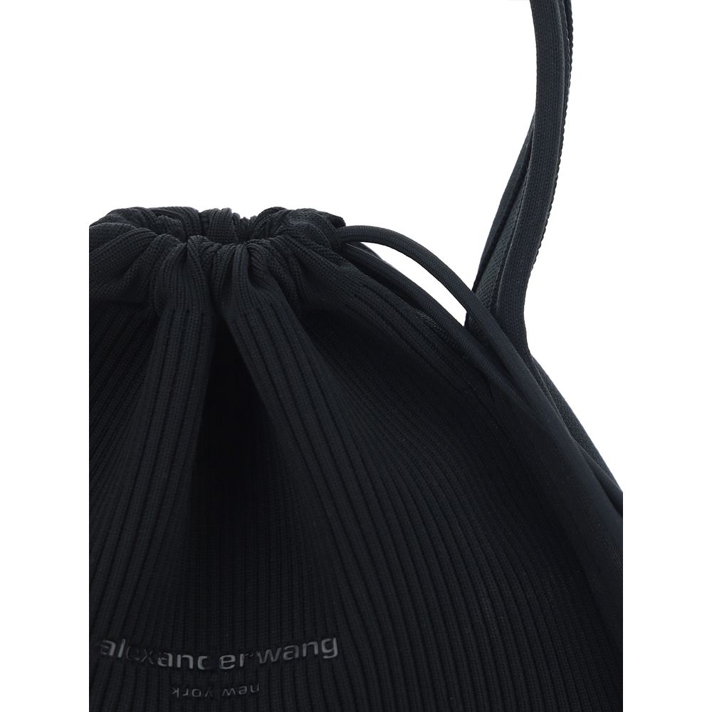 Schwarze Schultertasche aus Polyester