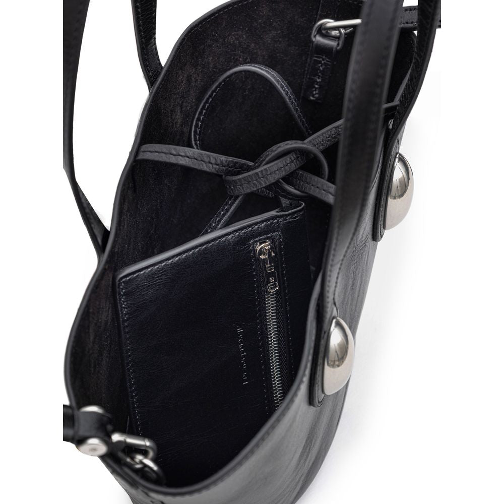 Schwarze Leder-Umhängetasche