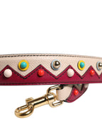 Beige Rote Lederhandtasche Accessoire Schulterriemen