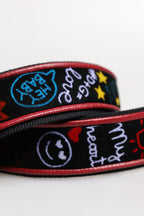 Schwarz Baumwolle Bedruckte Frauen Tasche Accessoire Schulterriemen